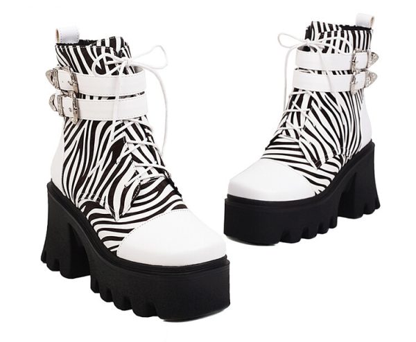 Zebra-print ankle boots