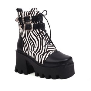 Zebra-print ankle boots