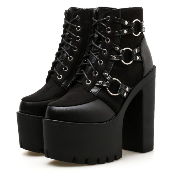 High-heeled ankle platform boots