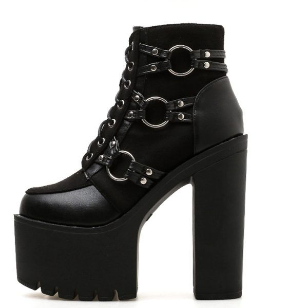High-heeled ankle platform boots