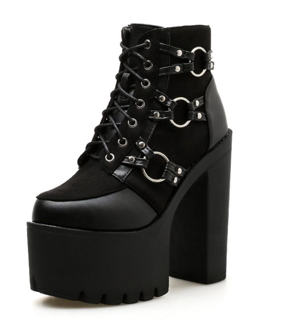 High-heeled ankle platform boots