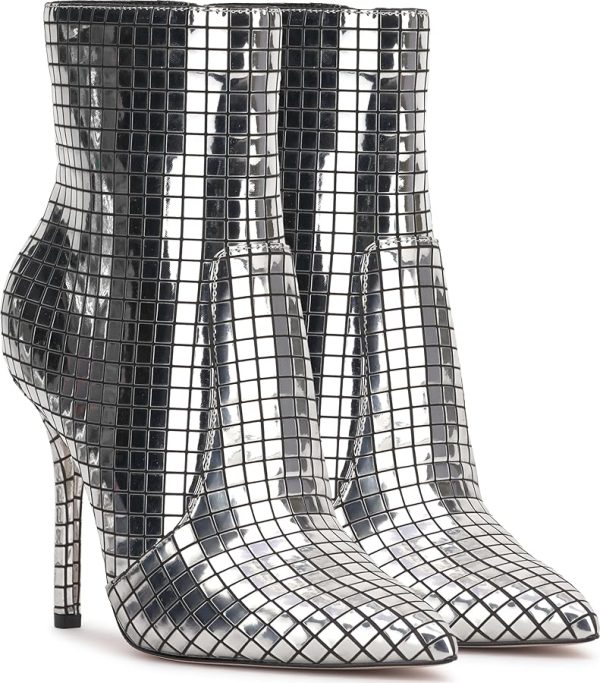 Mirror-tiled stiletto boots