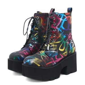Colored Platform Ankle Boots