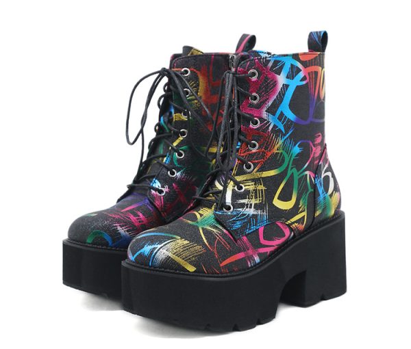 Colored Platform Ankle Boots