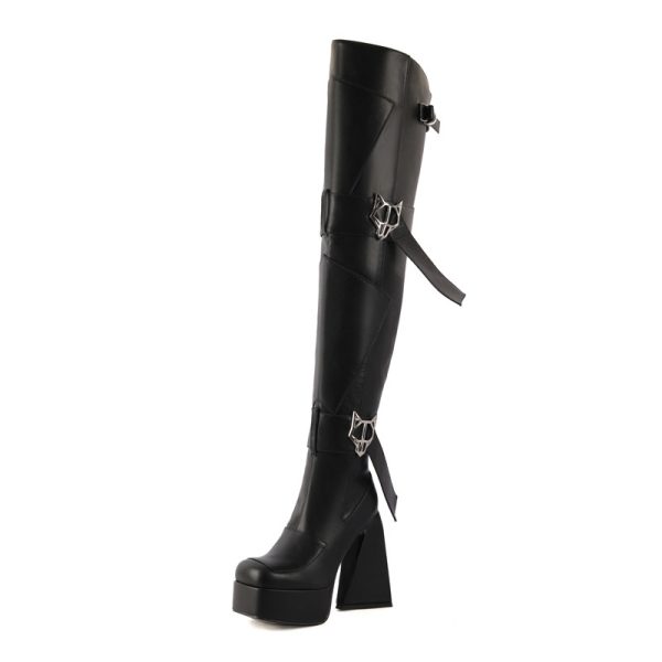 Brown thigh-high boots