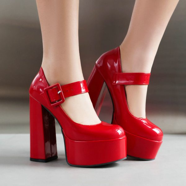 Red Mary Jane Platform Heels