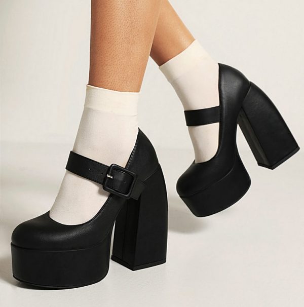 Black Mary Jane Platform Heels