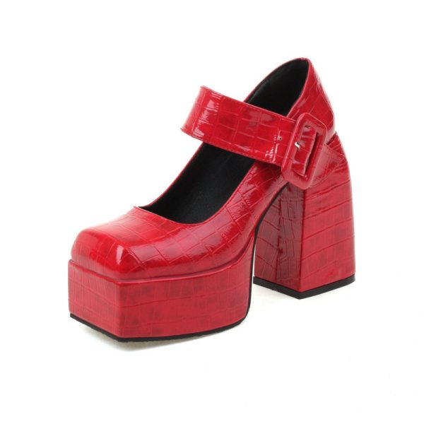 Box-Toe Platform Pumps