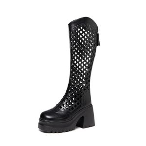 Knee-high mesh boots