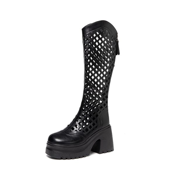 Knee-high mesh boots