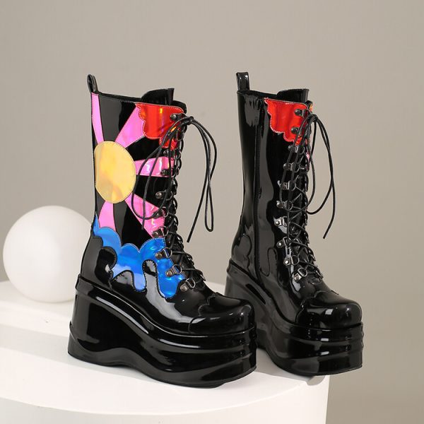 Multi Color Wedge Boot