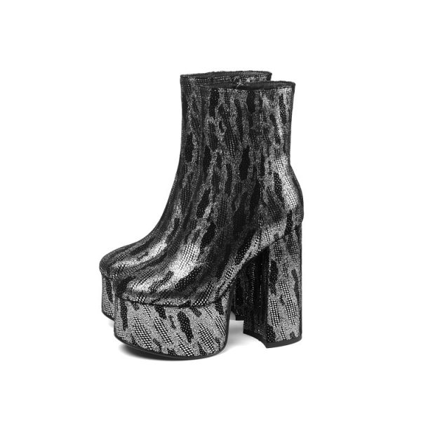 Shimmering platform ankle boots