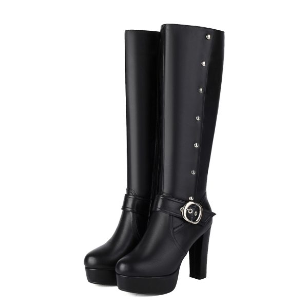 Knee-high boots with a platform