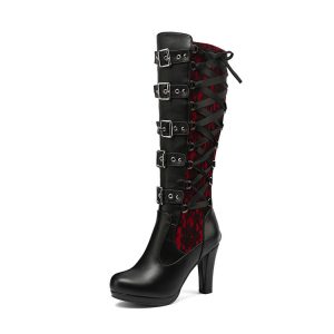 Knee High Boots with lace design