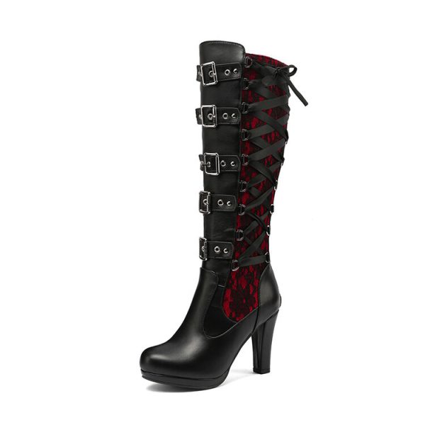 Knee High Boots with lace design