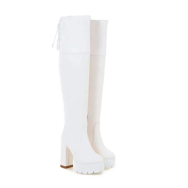 thigh-high faux leather boots