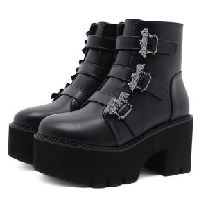Black platform ankle boots