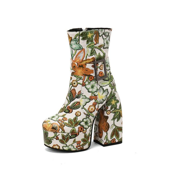 Ankle boots with floral design