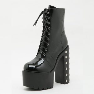 Platform Ankle Boots with metallic details