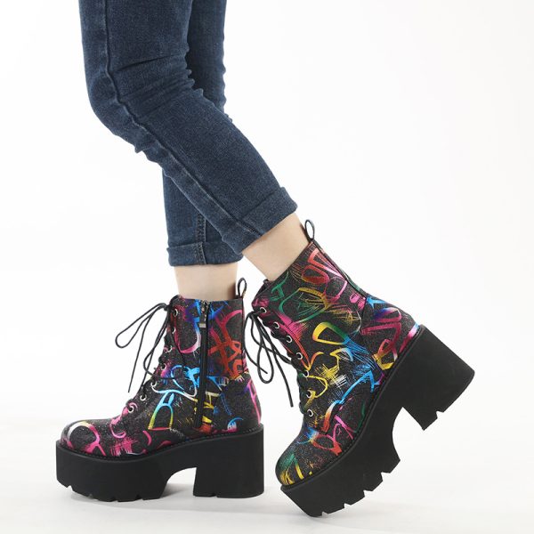 Colored Platform Ankle Boots