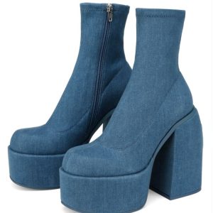 Denim platform Boots