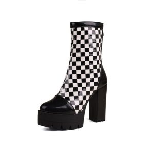 Checked-Design Boots