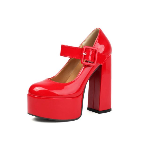 Red Mary Jane Platform Heels