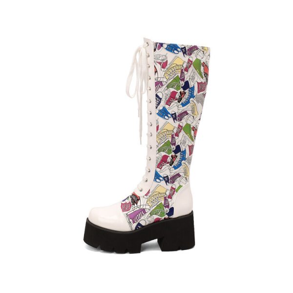 Colorful Design Knee-high Platform Boots