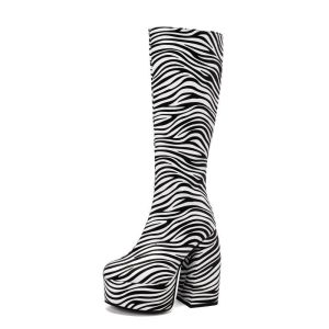 Zebra Print Platform Boots
