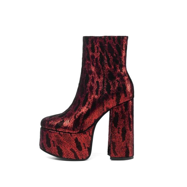 Shimmering platform ankle boots