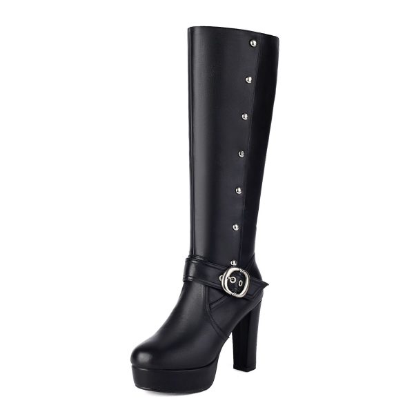 Knee-high boots with a platform