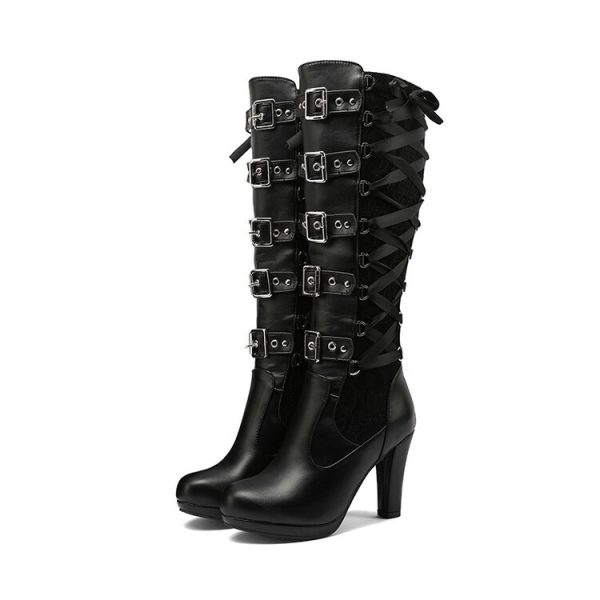 Knee High Boots with lace design