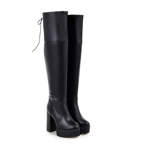 thigh-high faux leather boots