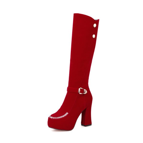 Velvet Knee-High Boots