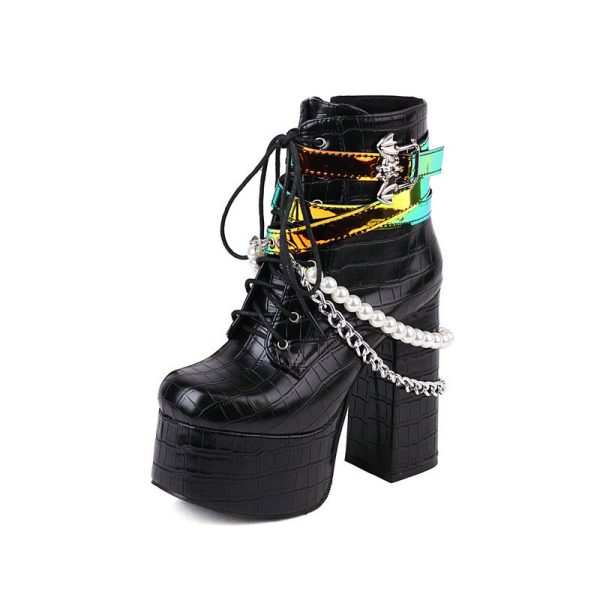 Crocodile print ankle boots