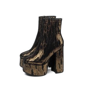 Shimmering platform ankle boots
