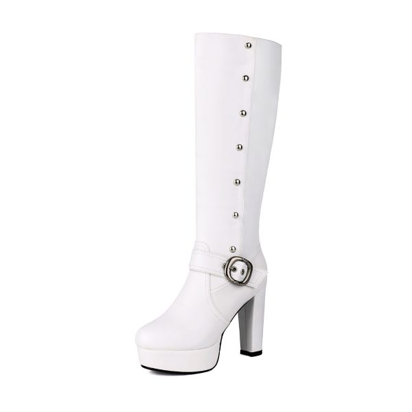 Knee-high boots with a platform