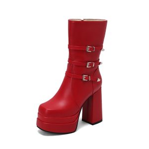 Mid-calf platform boots
