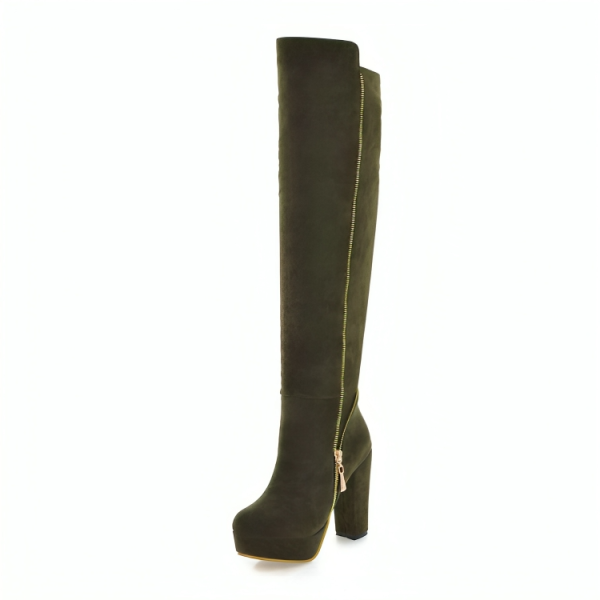 Olive green suede boots
