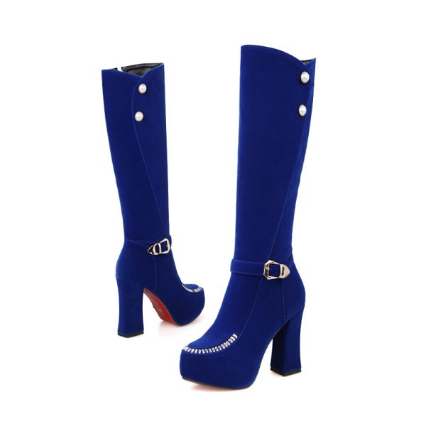 Velvet Knee-High Boots