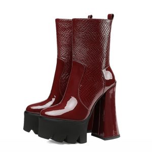 Red wine ankle boots