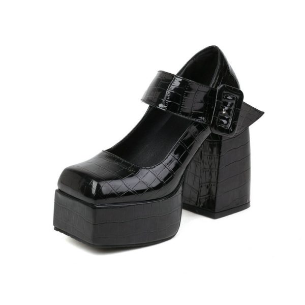 Box-Toe Platform Pumps