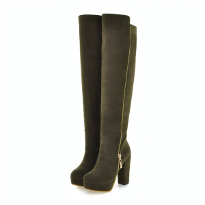 Olive-Green Suede Boots