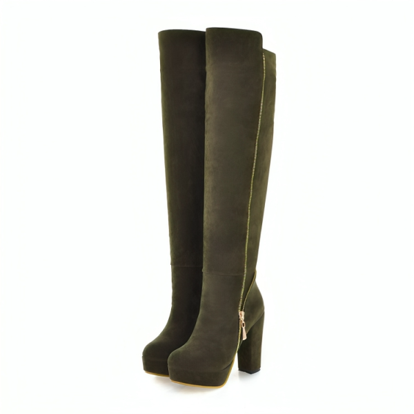 Olive-Green Suede Boots