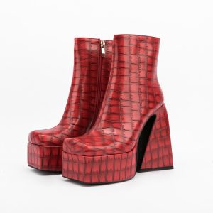 Crimson Colossus Ankle Platform Boots