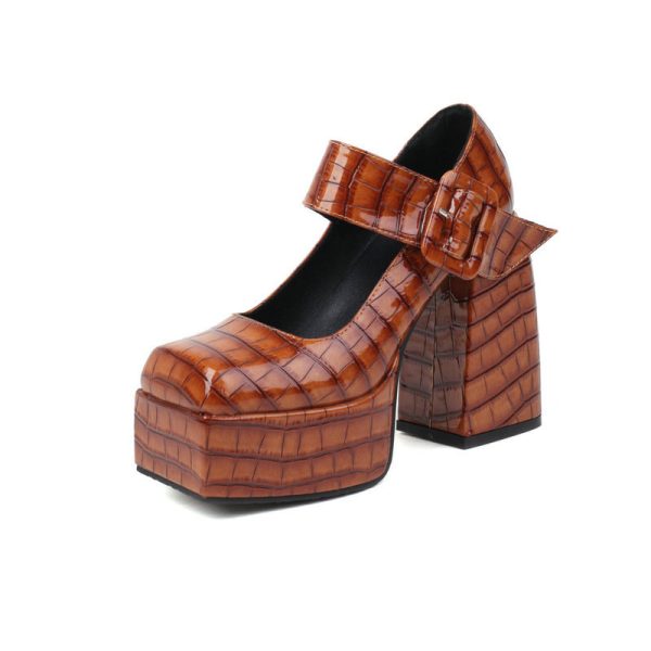 Box-Toe Platform Pumps