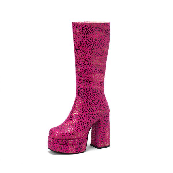 Golden-scaly mid-calf boots