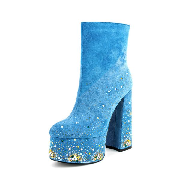 Suede platform ankle boots with sparkly details