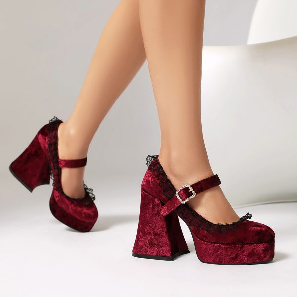 Velvet platform shoes