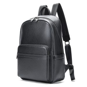 Black leather backpack